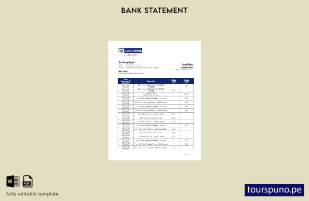 listo para imprimir plantilla de Word   extracto bancario de Kenya Guardian